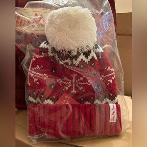 Red white bulb warm hat